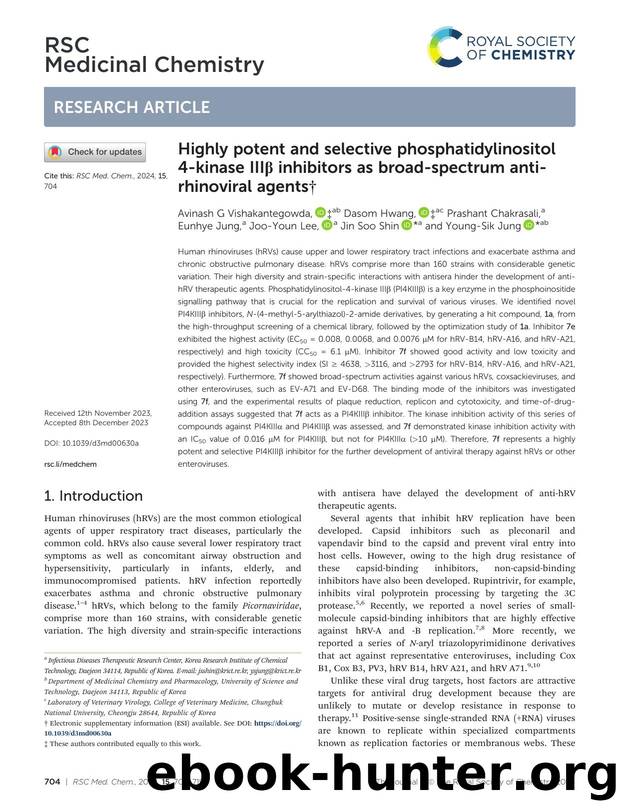 Highly potent and selective phosphatidylinositol 4-kinase IIIÎ² inhibitors as broad-spectrumanti-rhinoviral agents by unknow