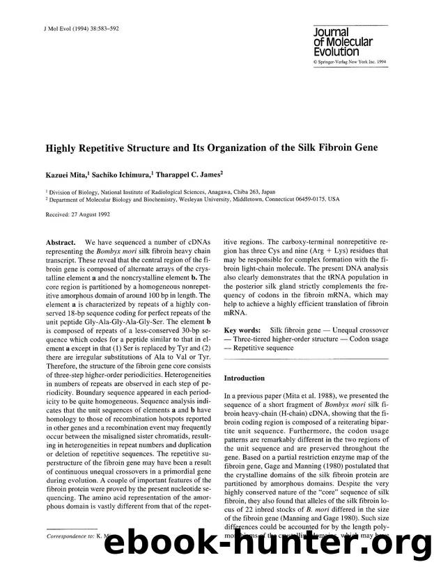 Highly repetitive structure and its organization of the silk fibroin gene by Unknown