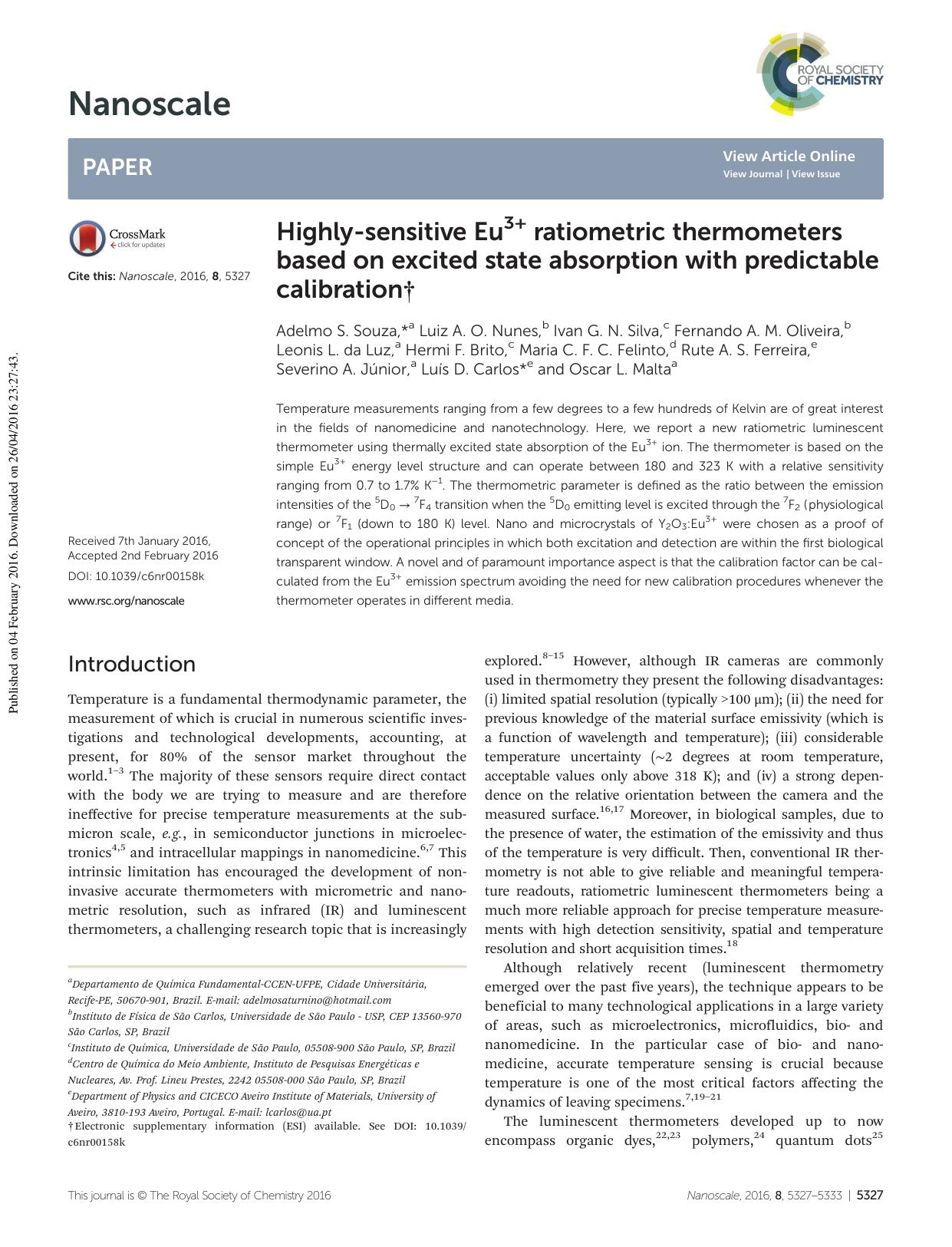 Highly-sensitive Eu3+ ratiometric thermometers based on excited state absorption with predictable calibration by unknow