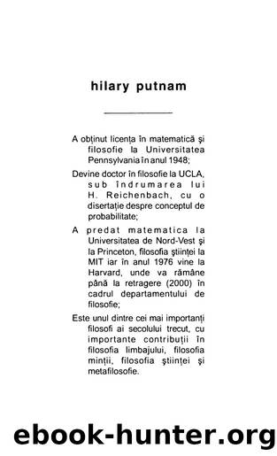 Hilary Putnam by Ratiune adevar si istorie