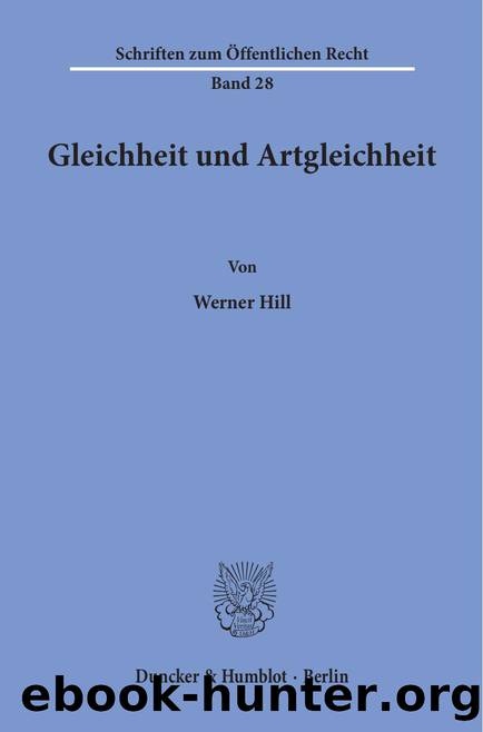Hill by Gleichheit und Artgleichheit (9783428406265)