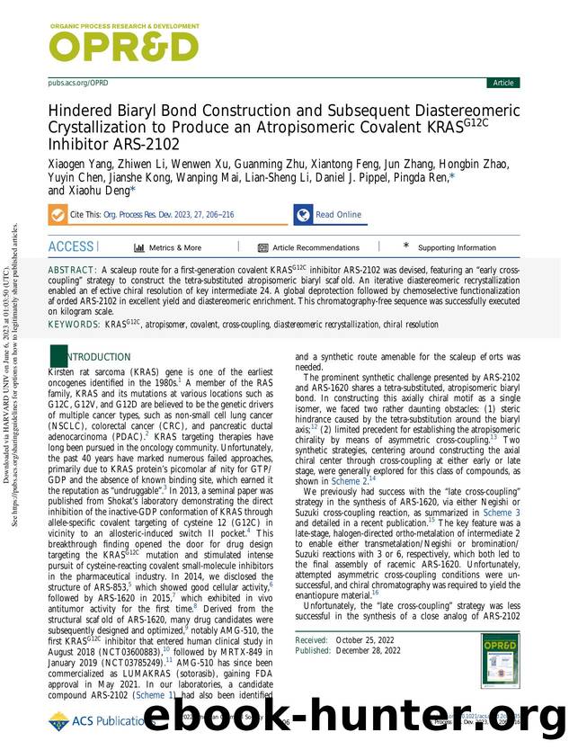 Hindered Biaryl Bond Construction and Subsequent Diastereomeric Crystallization to Produce an Atropisomeric Covalent KRASG12C Inhibitor ARS-2102 by unknow