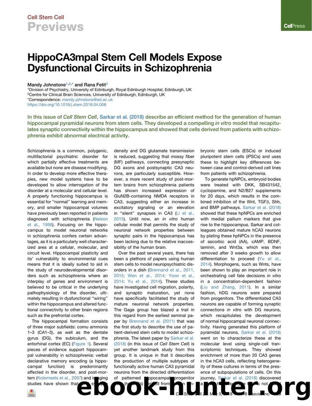 HippoCA3mpal Stem Cell Models Expose Dysfunctional Circuits in Schizophrenia by Mandy Johnstone & Rana Fetit