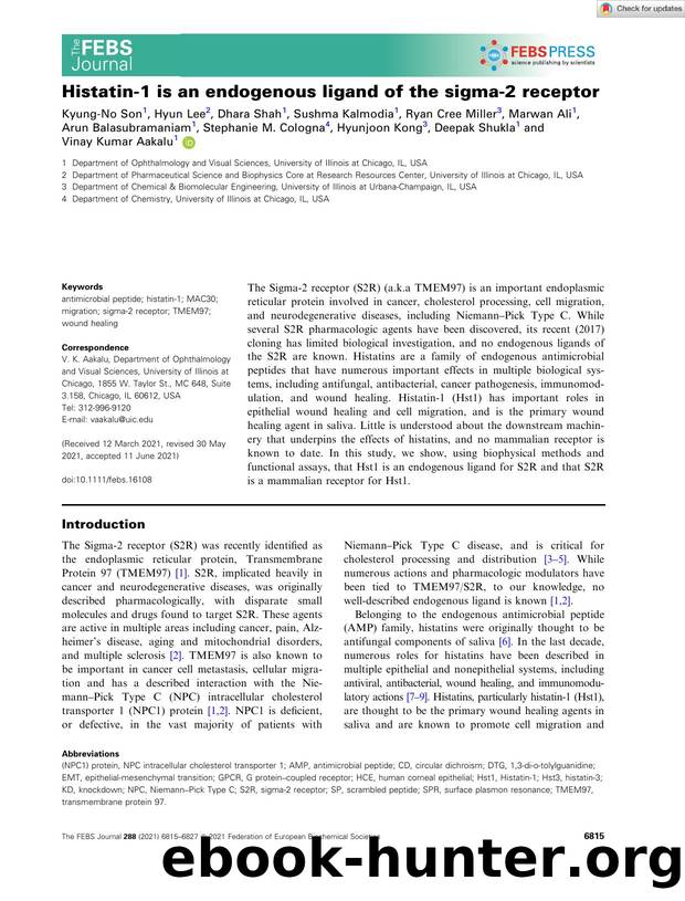 Histatinâ1 is an endogenous ligand of the sigmaâ2 receptor by Unknown