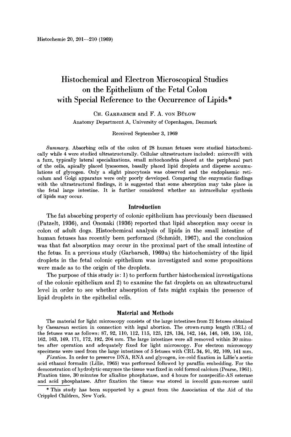 Histochemical and electron microscopical studies on the epithelium of the fetal colon with special reference to the occurrence of lipids by Unknown