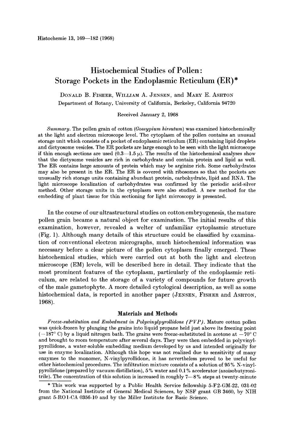 Histochemical studies of pollen: storage pockets in the endoplasmic reticulum (ER) by Unknown