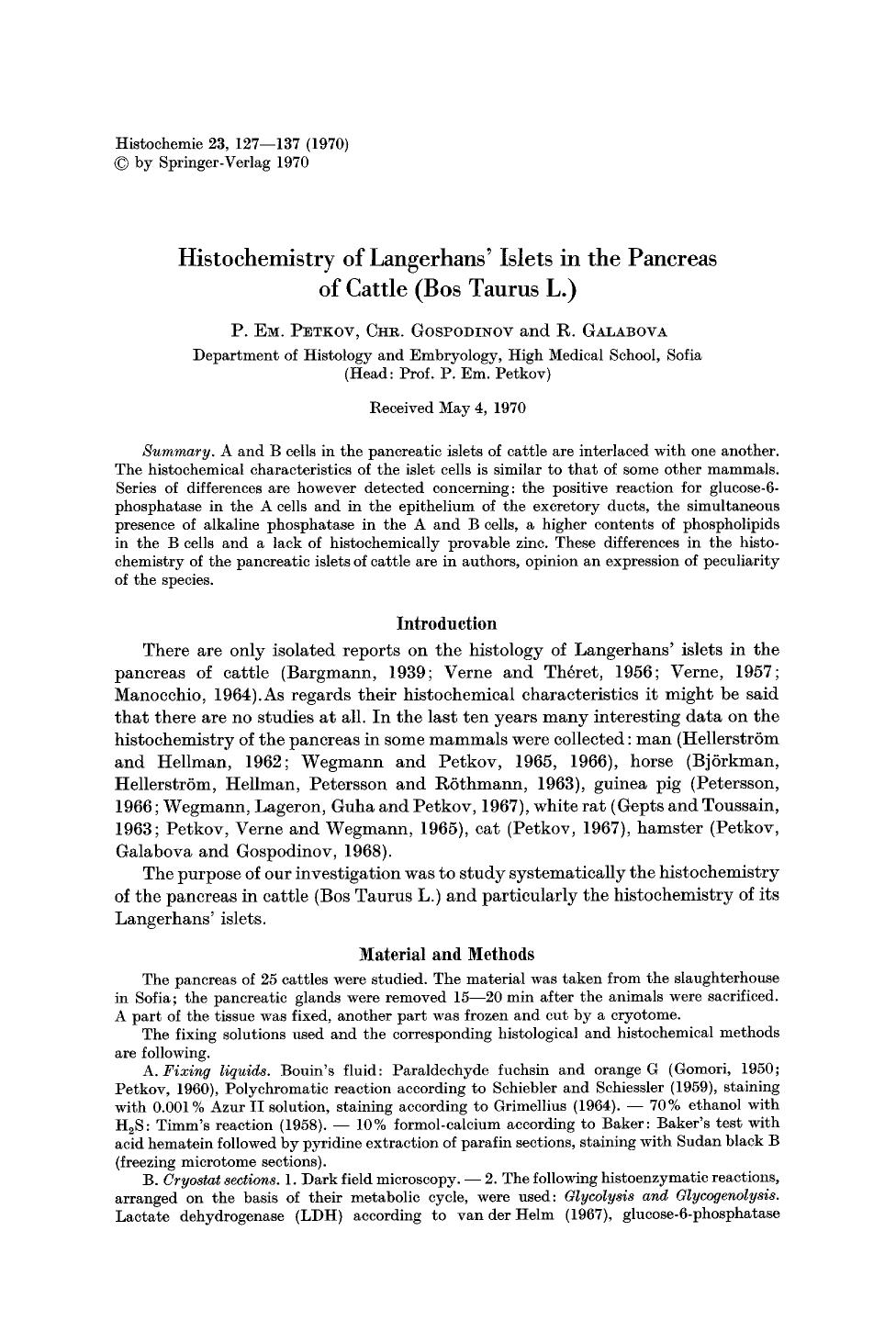 Histochemistry of Langerhans' islets in the pancreas of cattle (Bos Taurus L.) by Unknown