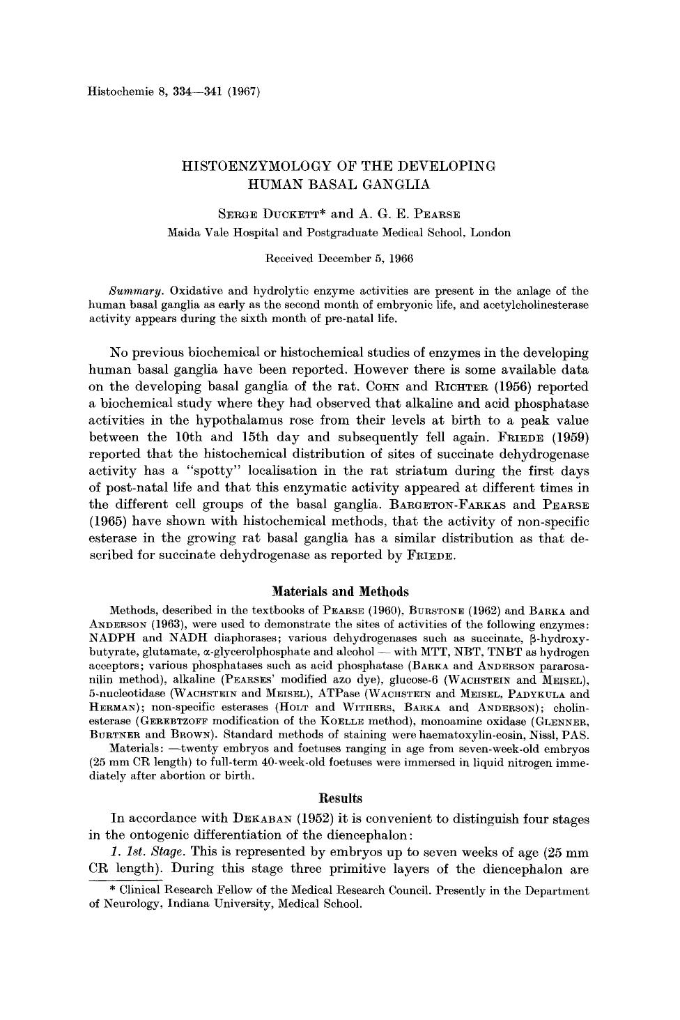 Histoenzymology of the developing human basal ganglia by Unknown