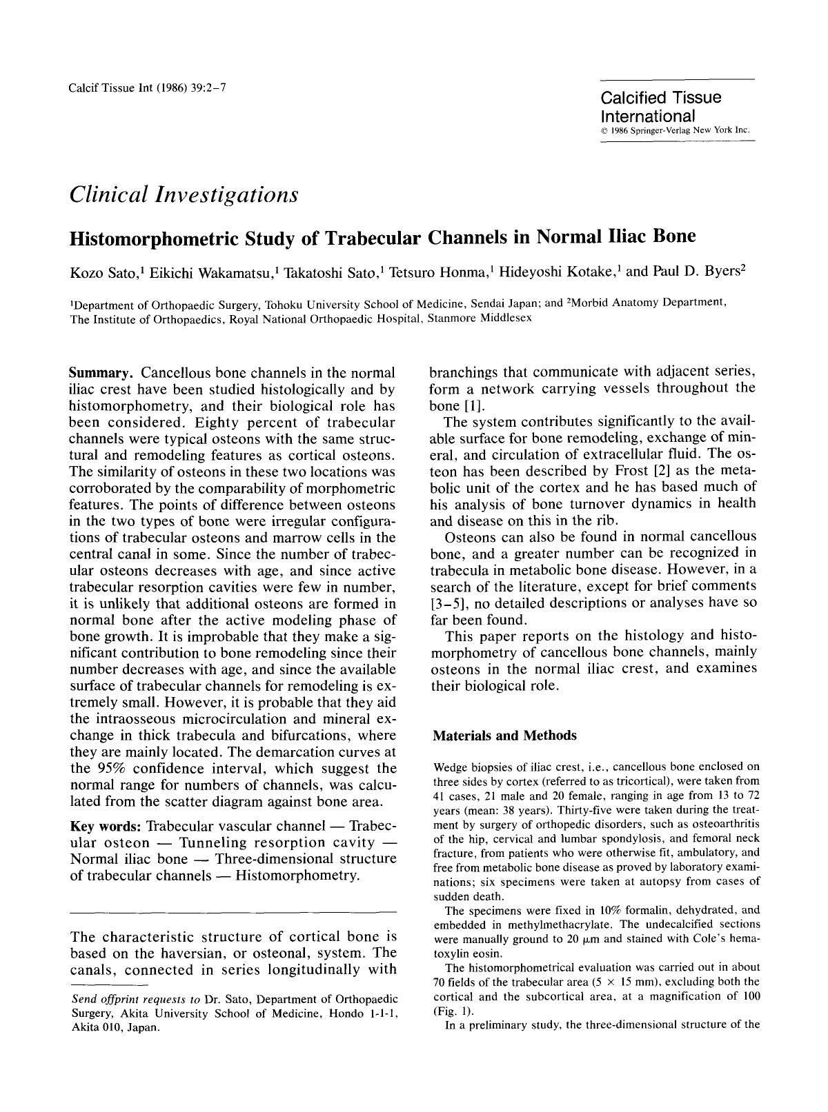 Histomorphometric study of trabecular channels in normal iliac bone by Unknown