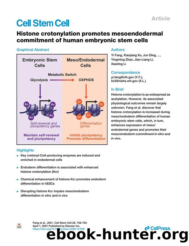 Histone crotonylation promotes mesoendodermal commitment of human embryonic stem cells by unknow