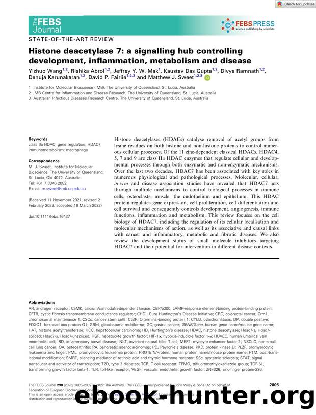 Histone deacetylase 7: a signalling hub controlling development, inflammation, metabolism and disease by Unknown