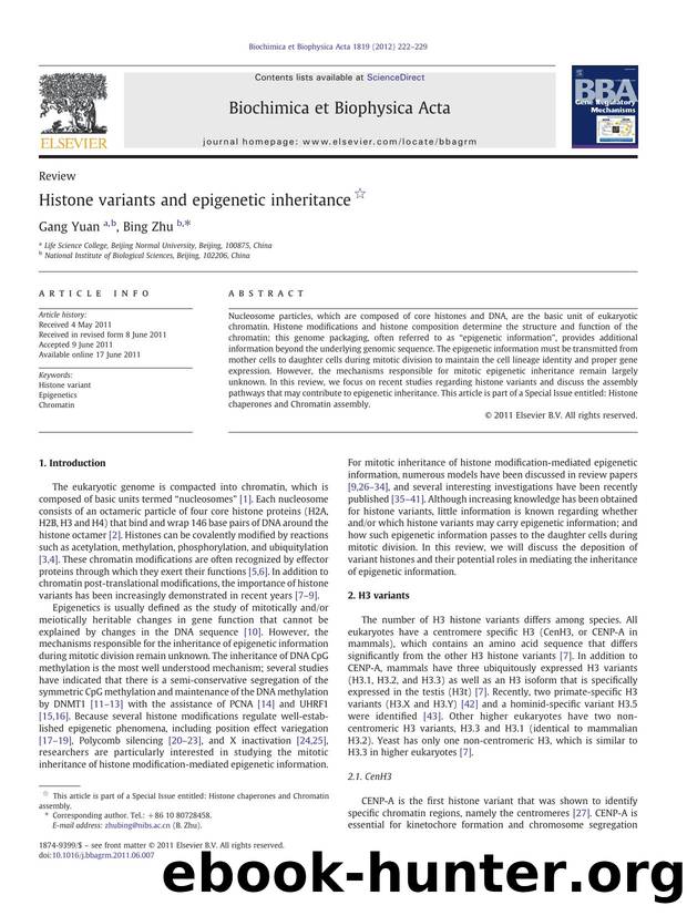 Histone variants and epigenetic inheritance by Gang Yuan & Bing Zhu