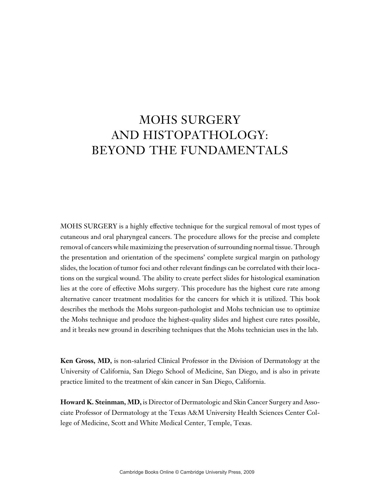 Histopathology on Mohs surgery by Kenneth G Gross; Howard K Steinman