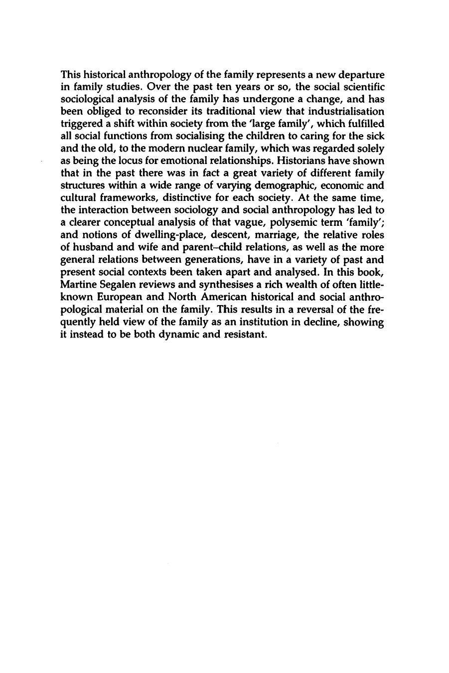 Historical Anthropology of the Family by Martine Segalen J. C. Whitehouse Sarah Matthews