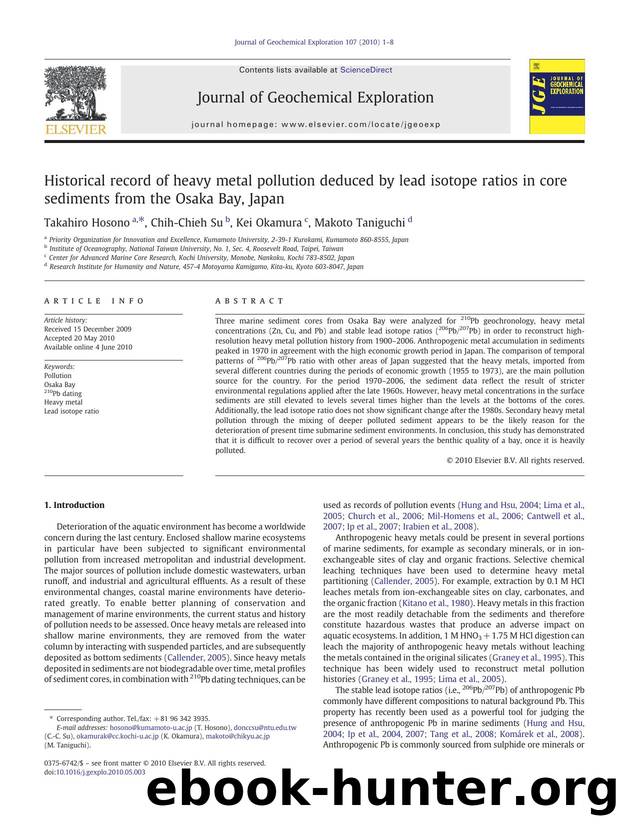 Historical record of heavy metal pollution deduced by lead isotope ratios in core sediments from the Osaka Bay, Japan by Takahiro Hosono & Chih-Chieh Su & Kei Okamura & Makoto Taniguchi