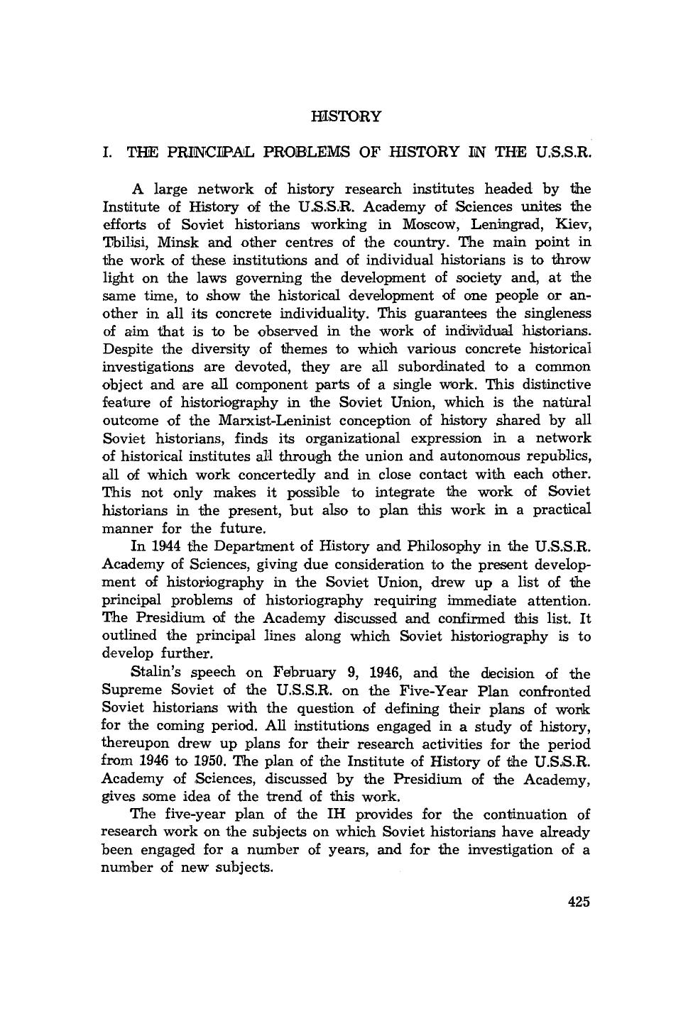 History I. The principal problems of history in the U.S.S.R. by Unknown