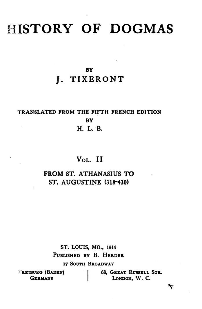 History Of Dogmas by Unknown