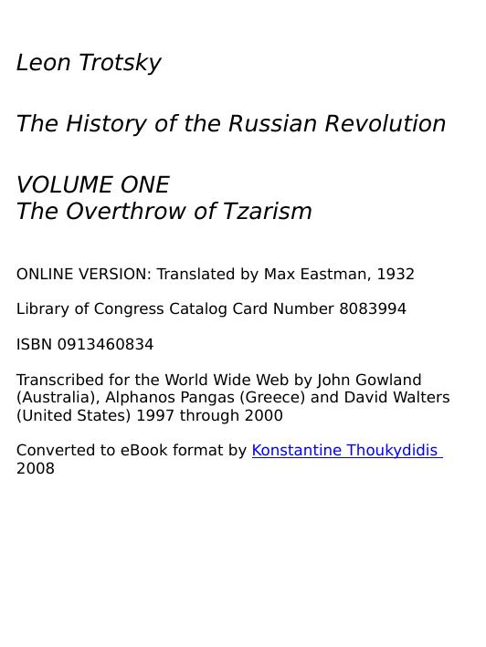 History Of The Russian Revolution [Volume I by Konstantine Thoukydidis