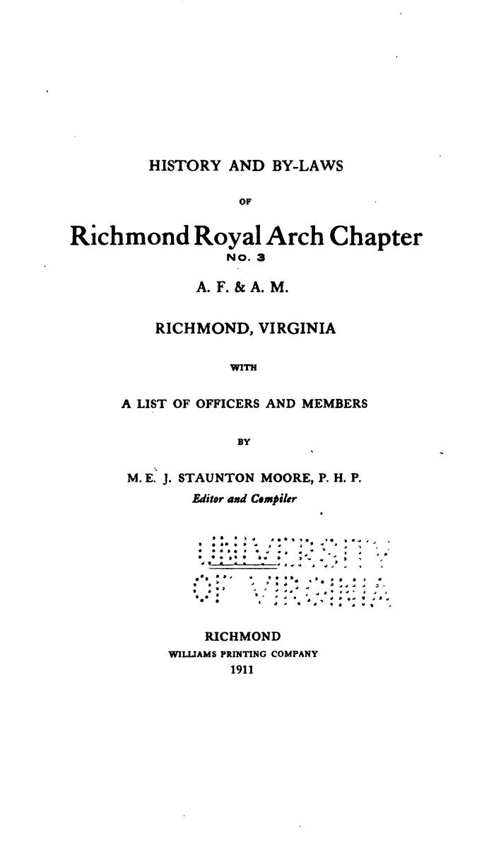 History and By-laws of Richmond Royal Arch Chapter No. 3, A.F. & A.M., Richmond, Virginia by unknow