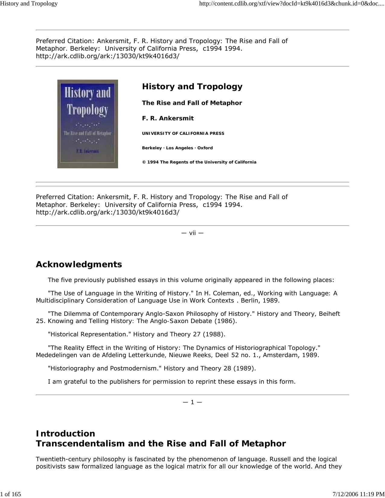 History and Tropology by Master Clark