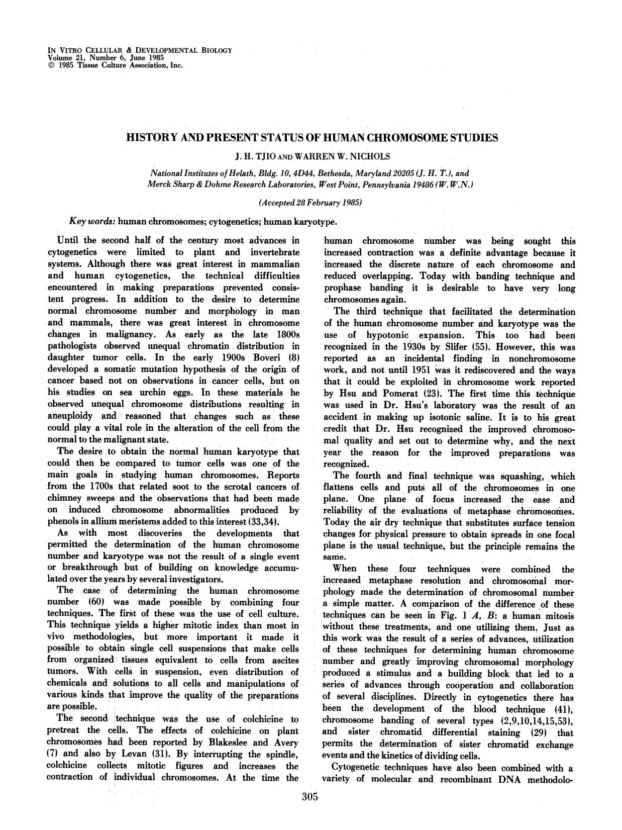 History and present status of human chromosome studies by Unknown
