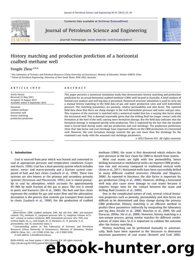 History matching and production prediction of a horizontal coalbed methane well by Fengde Zhou