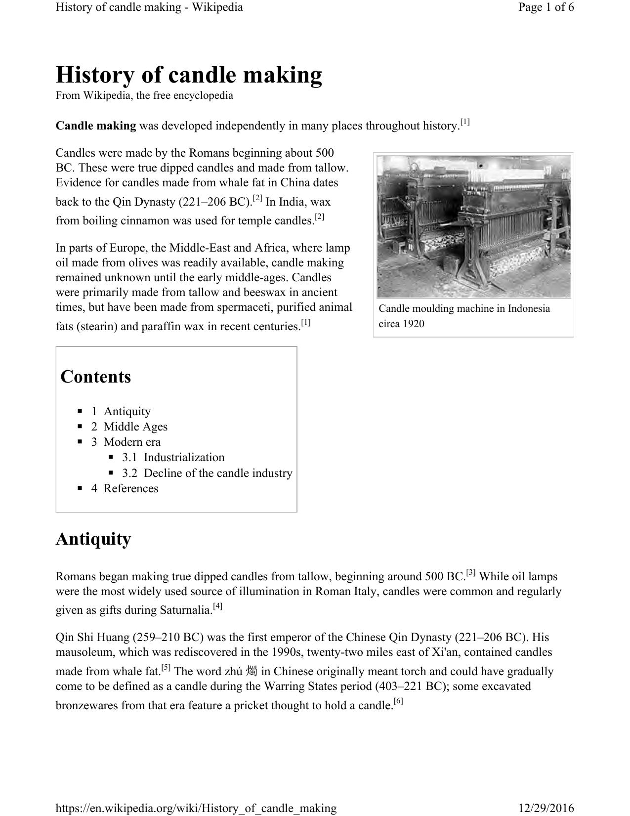 History of Candle Making-2016 by Unknown