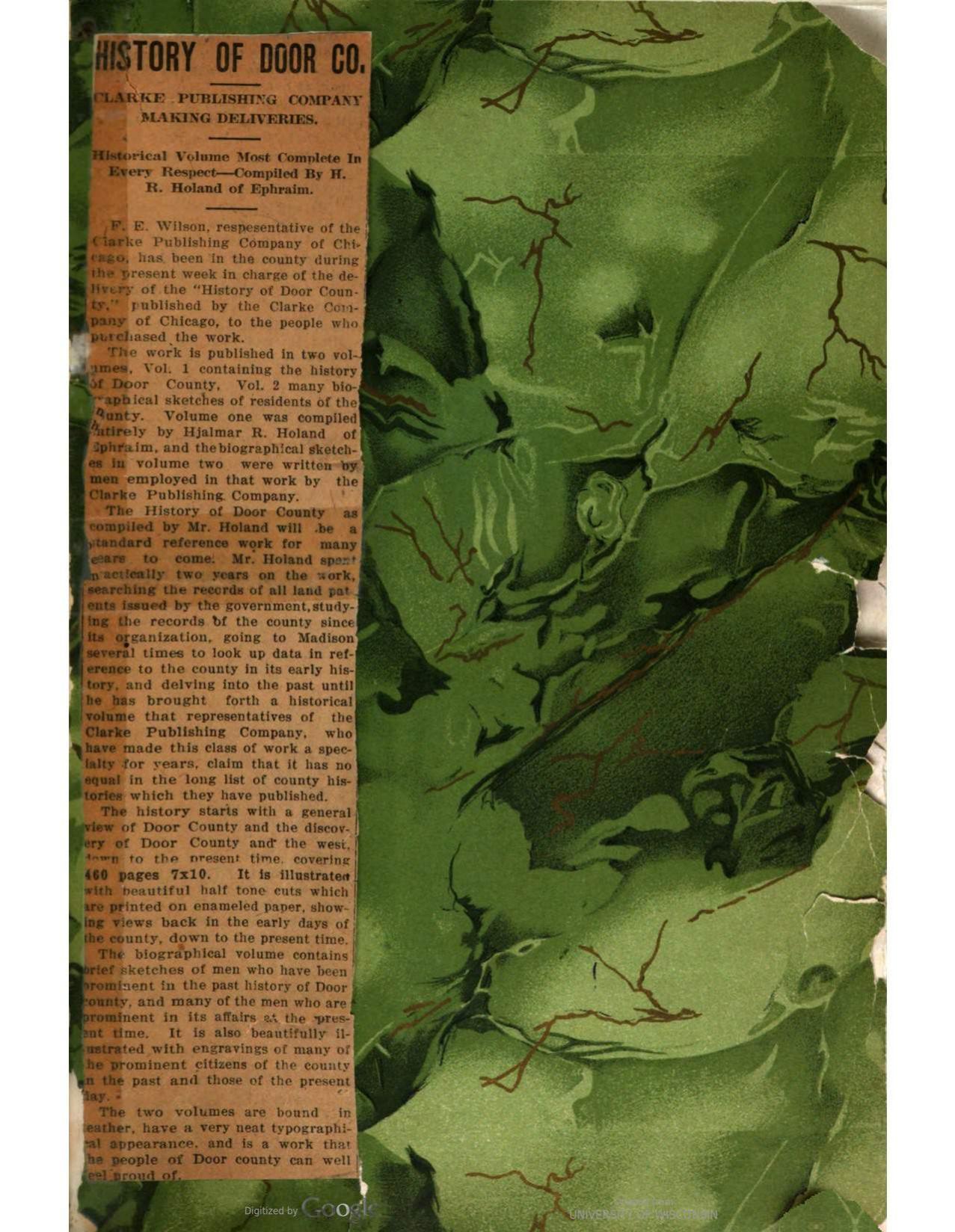 History of Door County, Wisconsin : the county beautiful by Hjalmar Rued Holand