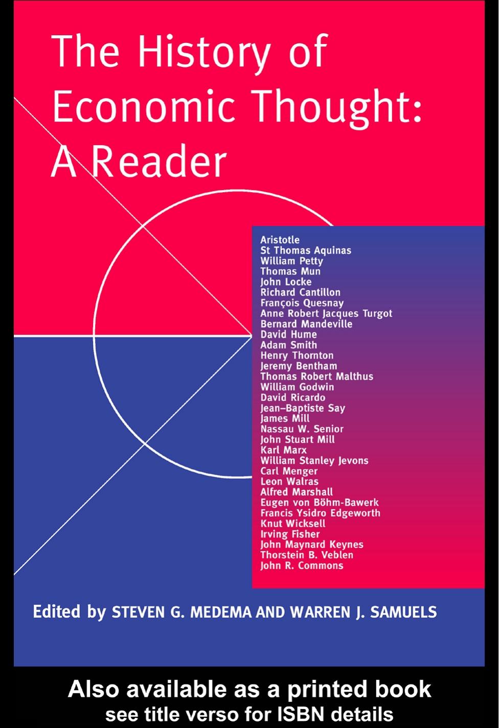 History of Economic Thought: A Reader by Stephen Medema