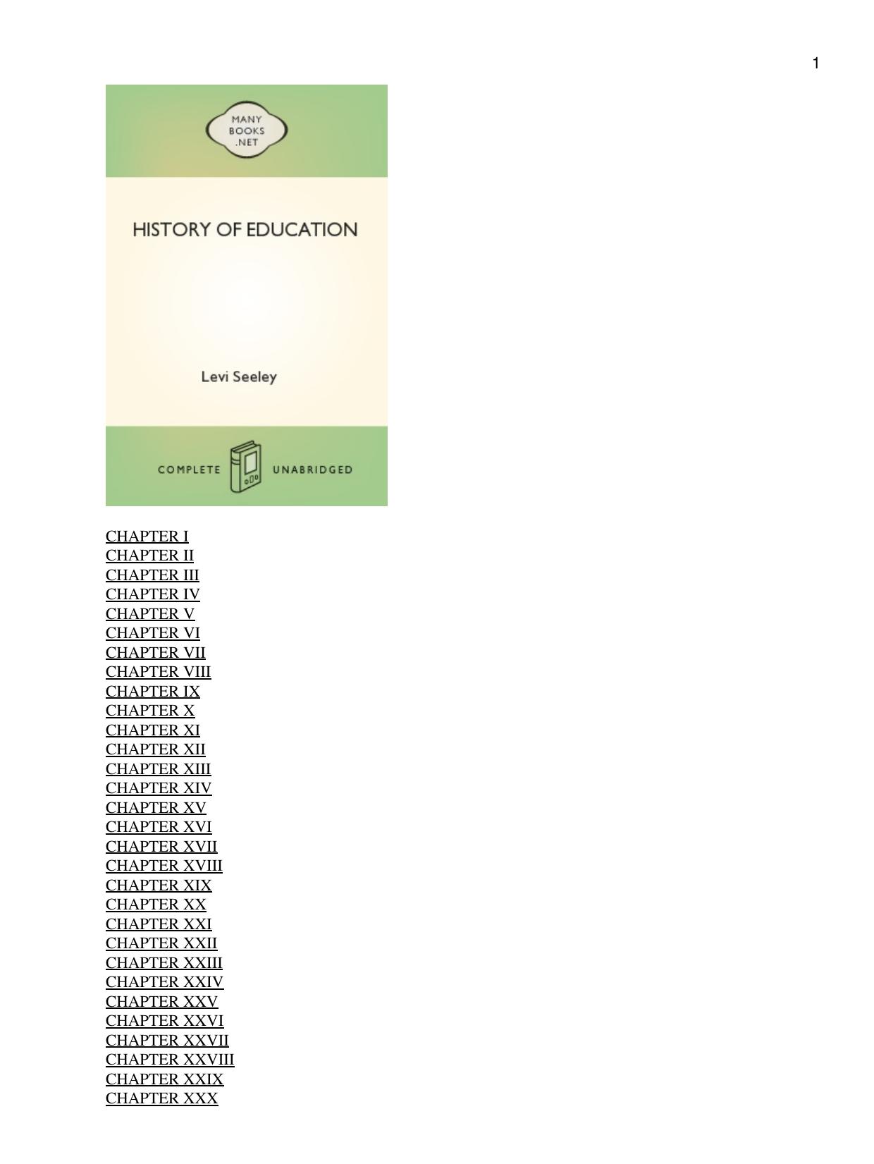 History of Education by Levi Seeley