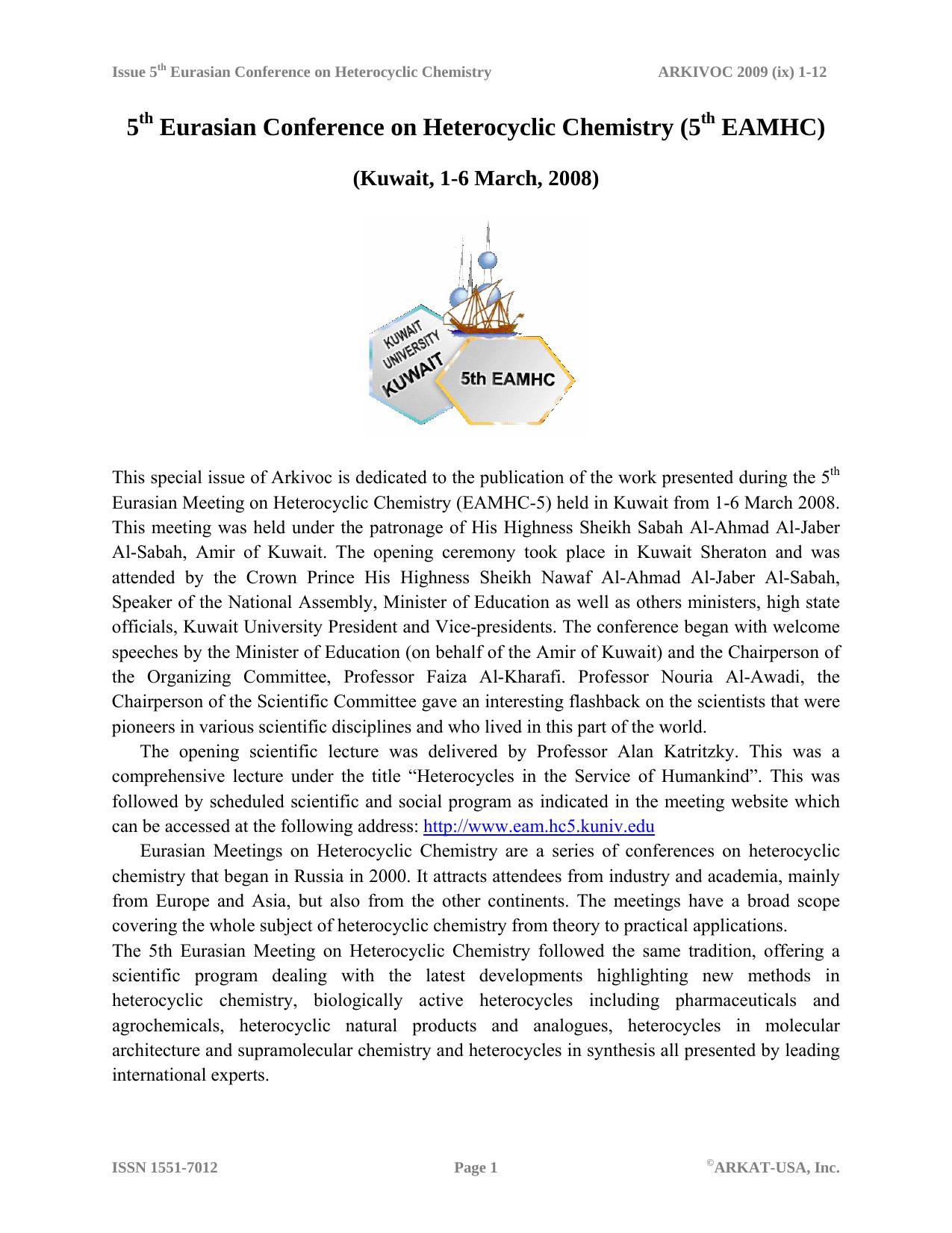 History of Eurasian Heterocyclic Meetings by user