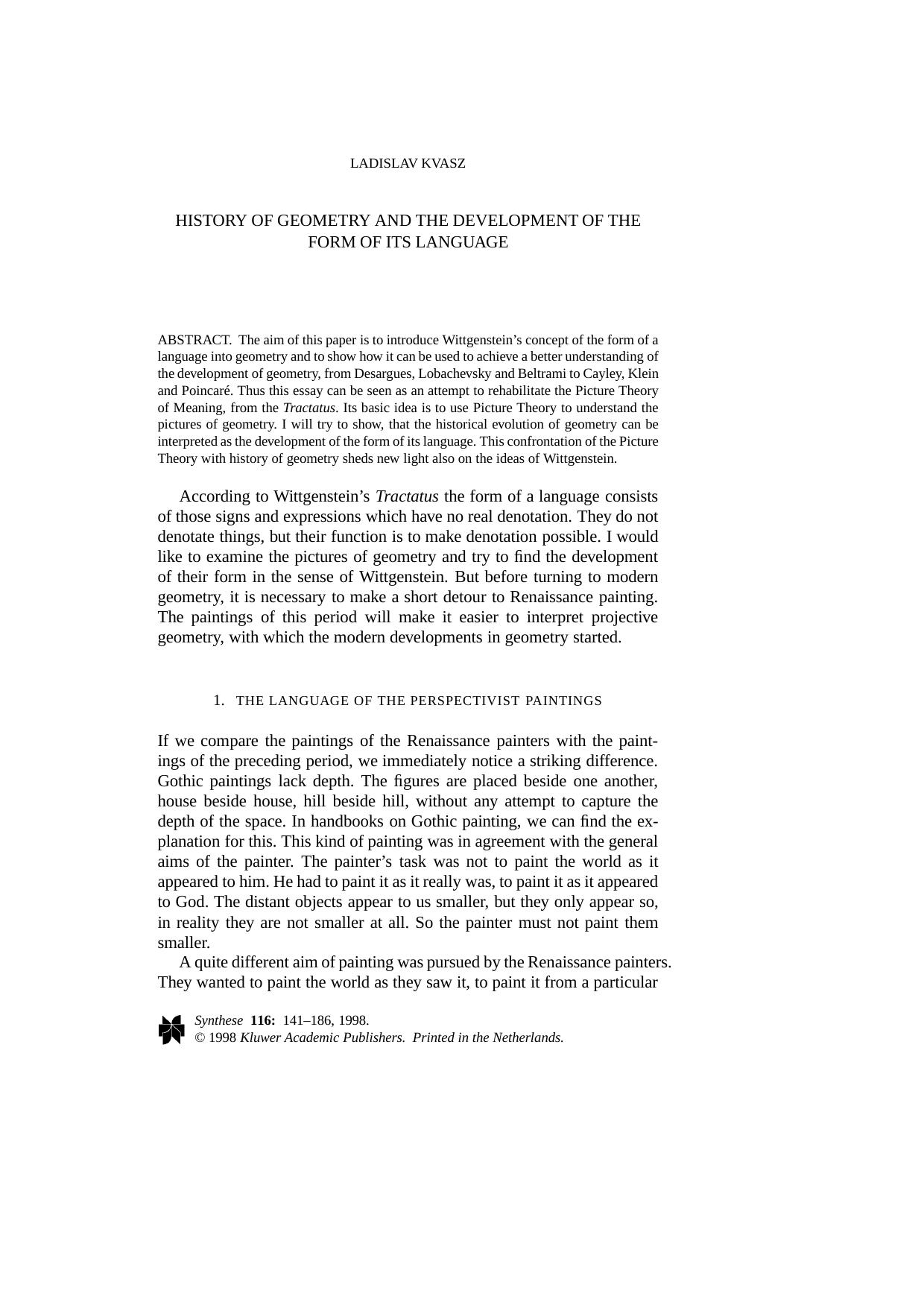 History of Geometry and the Development of the Form of its Language by Unknown