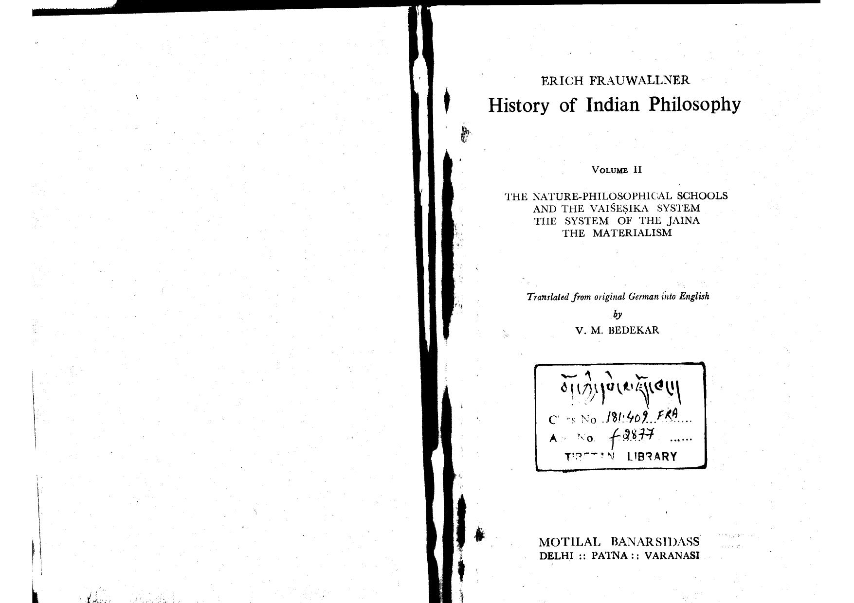 History of Indian Philosophy, ( Vol 2) by Erich Frauwallner