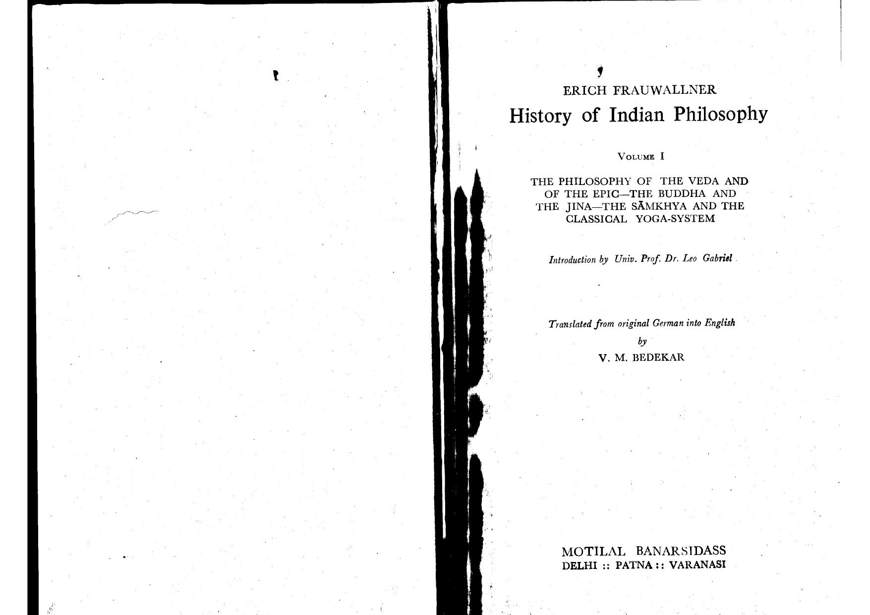 History of Indian Philosophy, 2 Vols by Erich Frauwallner