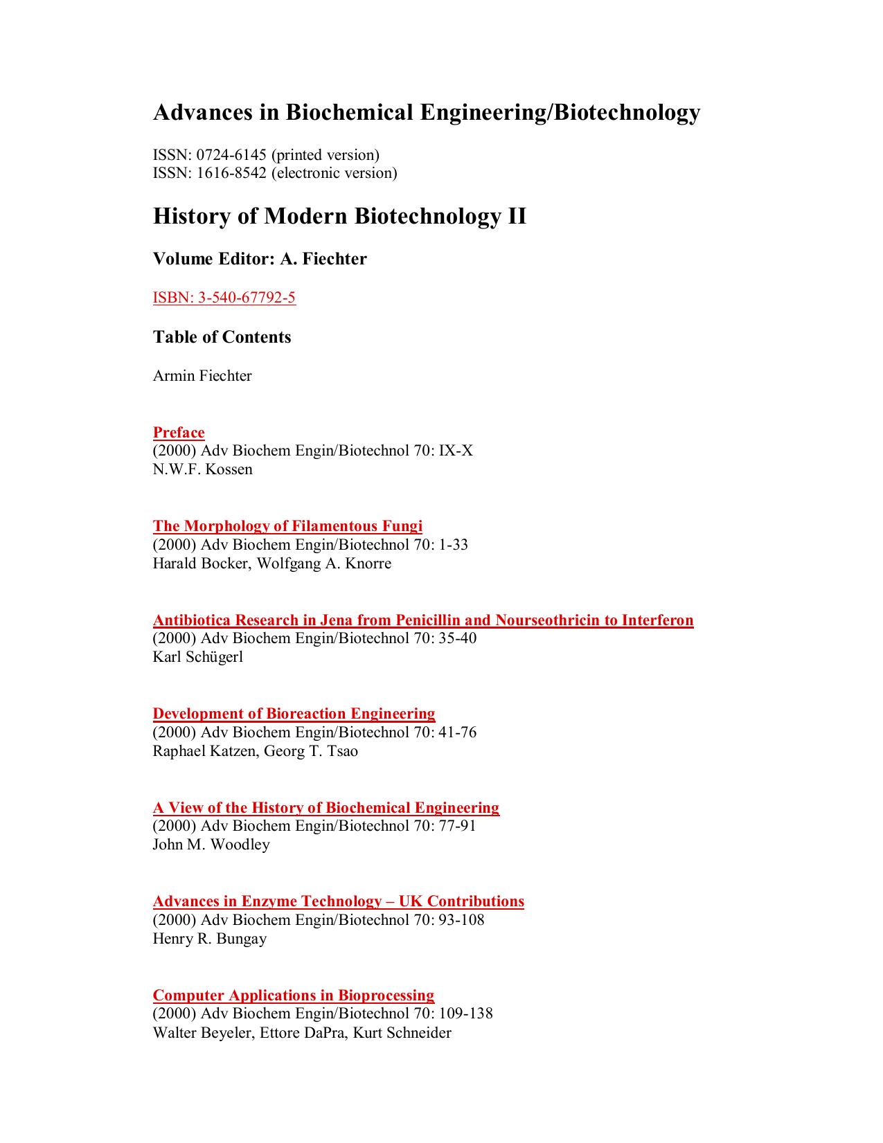 History of Modern Biotechnology II by Unknown