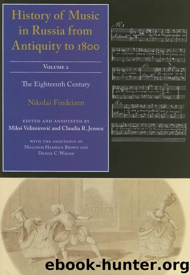 History of Music in Russia From Antiquity to 1800, Vol. 2 by Nikolai Findeizen Milos Velimirovic Claudia R. Jensen