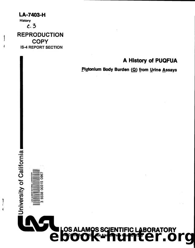 History of PUQFUA   plutonium body burden (Q) from urine assays  None by LANL Research Library LWW Project