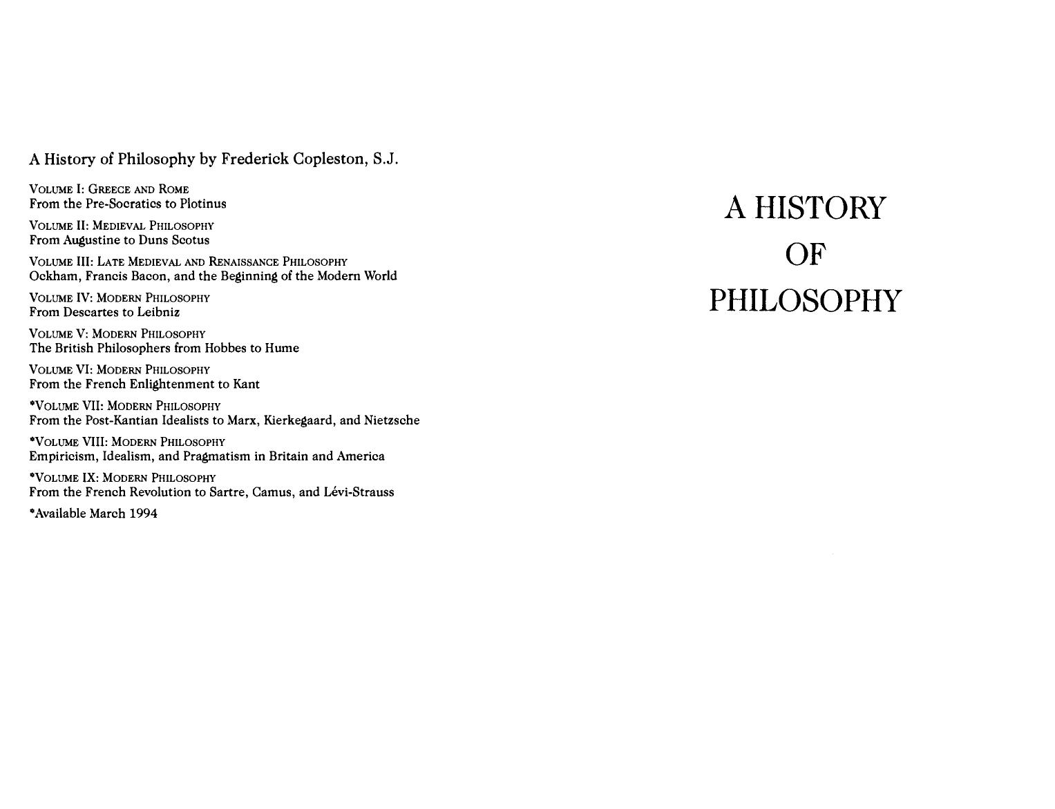 History of Philosophy by Frederick Copleston S.J