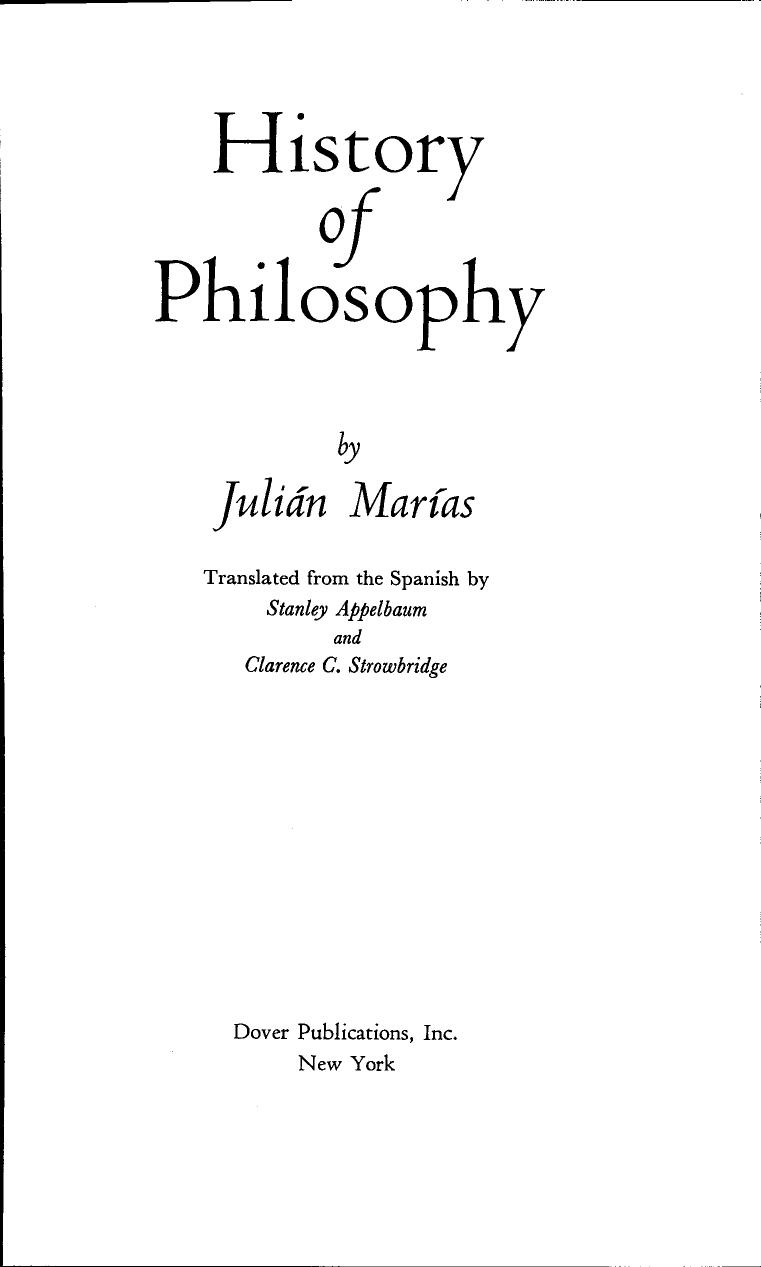 History of Philosophy by Julian Marias Stanley Appelbaum Clarence C. Strowbridge
