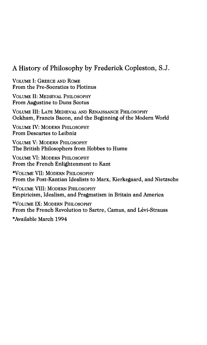 History of Philosophy, Volume 6 by Frederick Copleston S.J