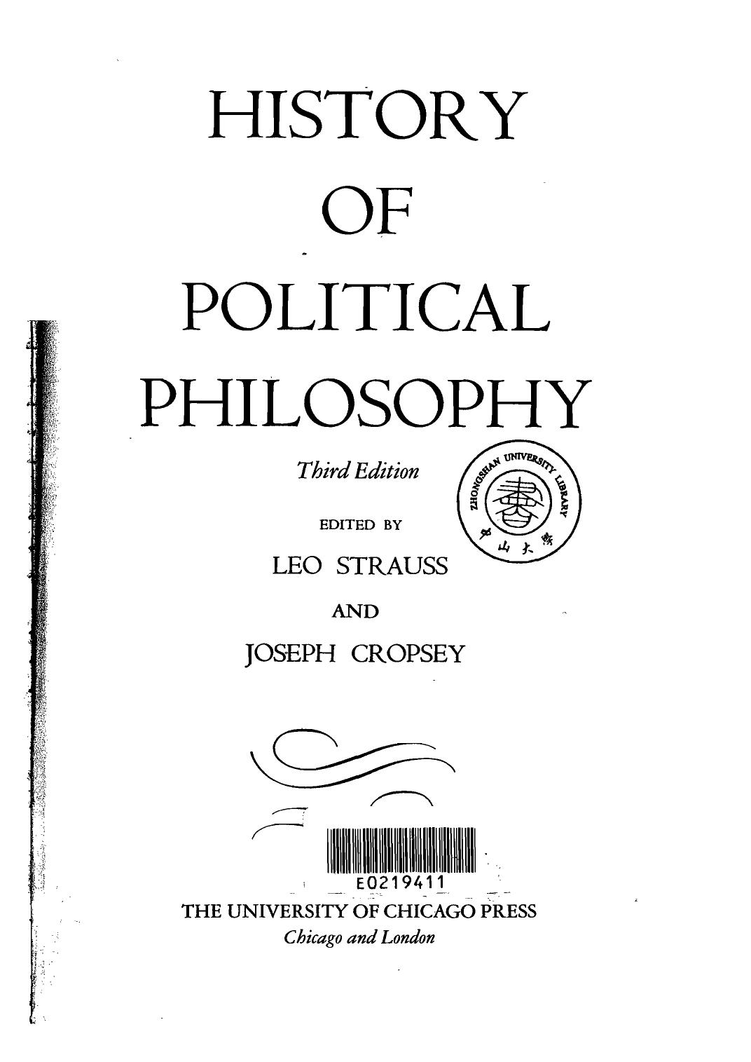 History of Political Philosophy by Leo Strauss Joseph Cropsey
