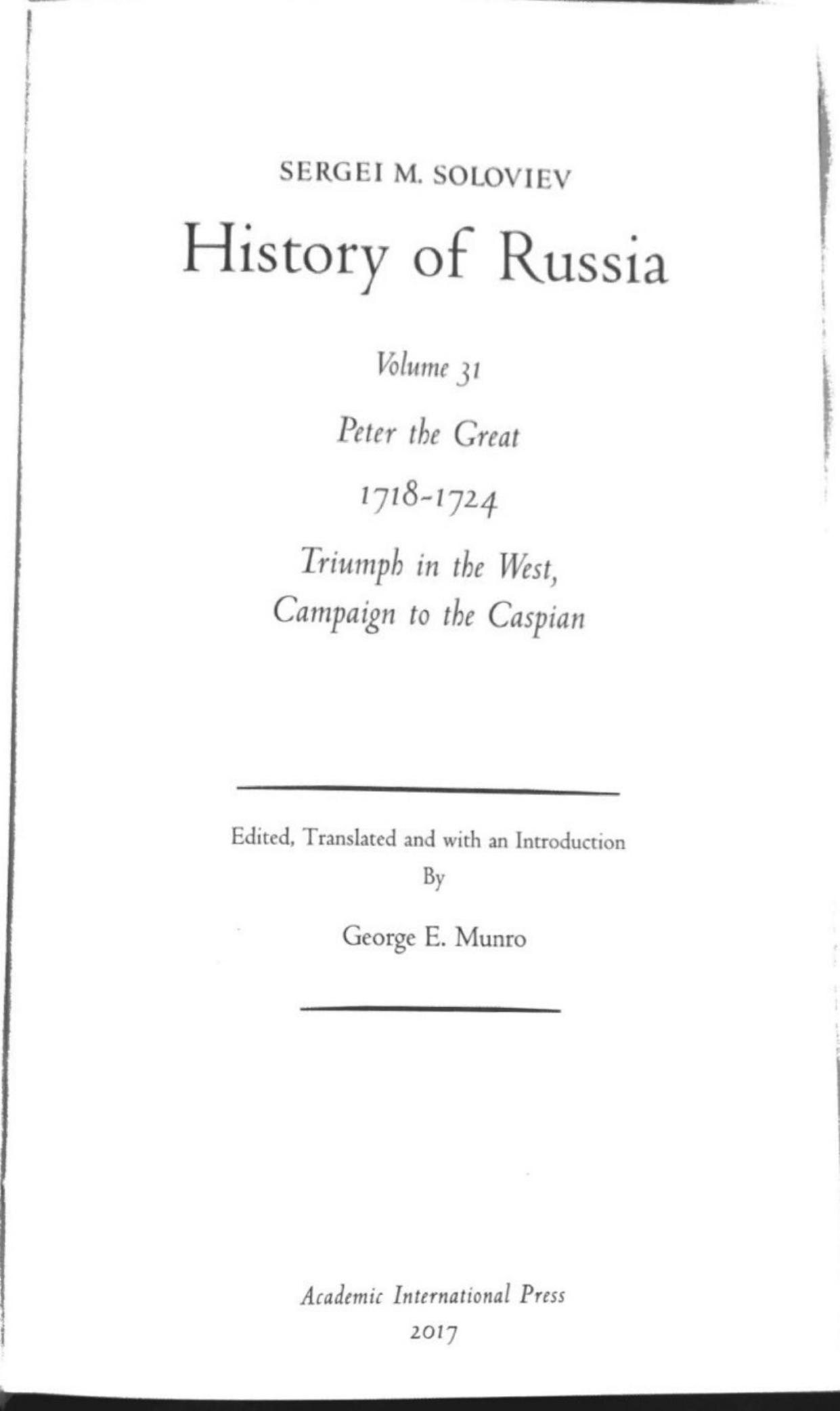 History of Russia from Earliest Times Volume 31 by Sergei Soloviev