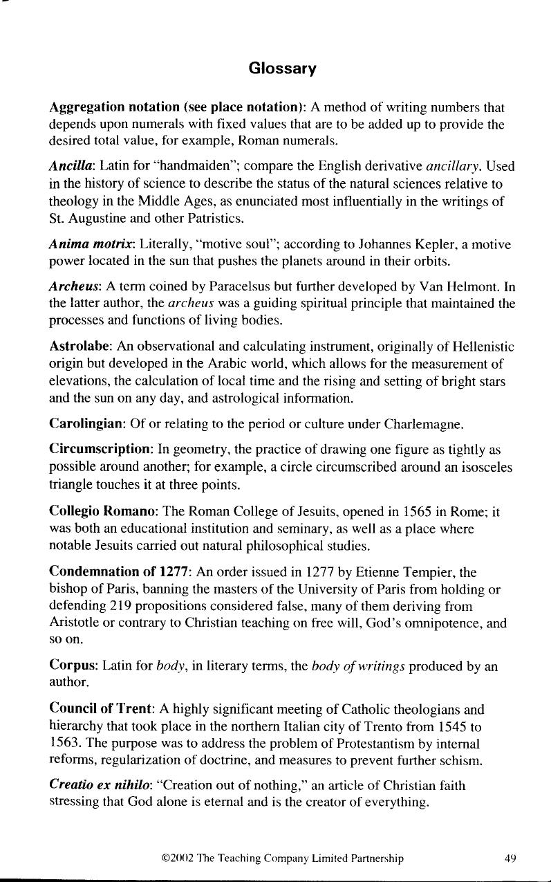 History of Science by Antiquity to 1700 Glossary