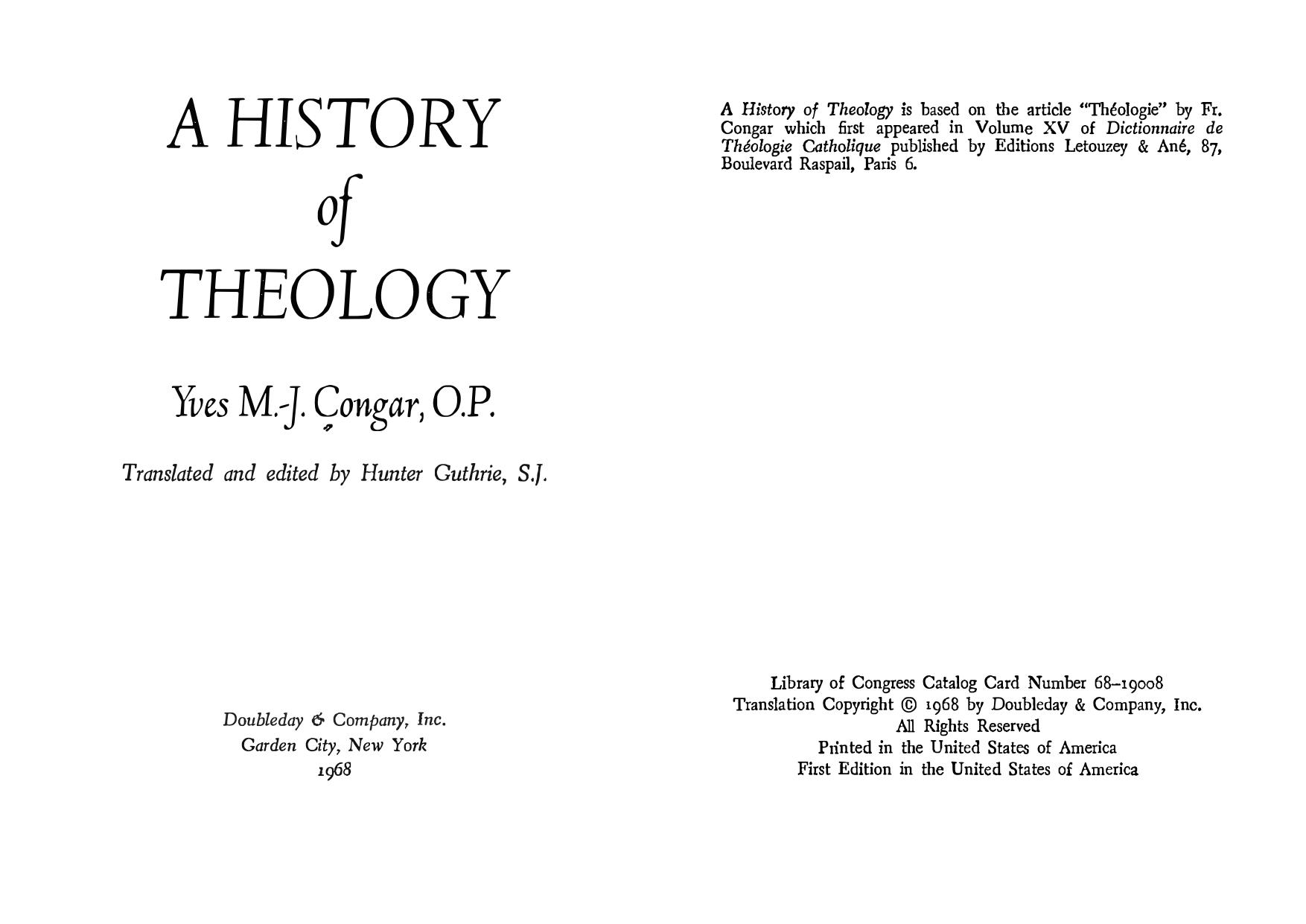 History of Theology by Yves Congar
