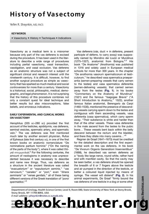 History of Vasectomy by Yefim R. Sheynkin MD FACS
