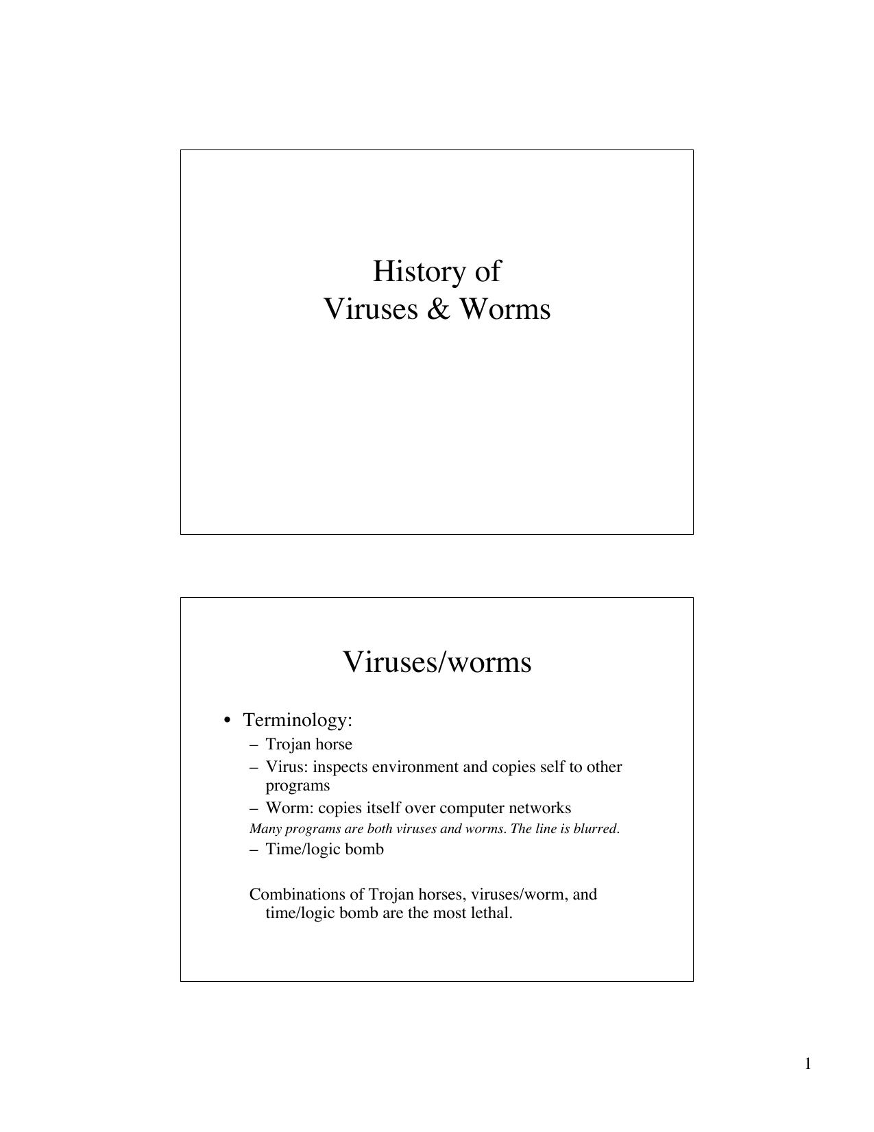 History of Viruses & Worms by Unknown