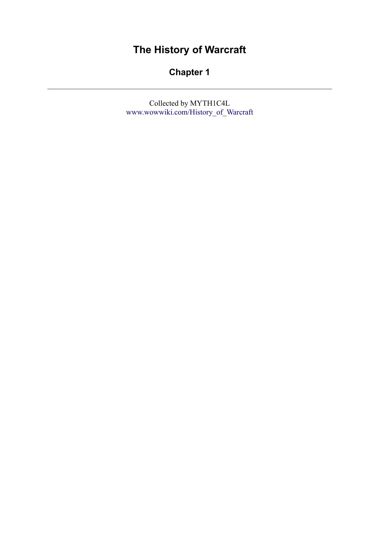 History of Warcraft by Chapter 1