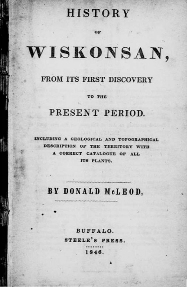 History of Wiskonsan by Donald McLeod