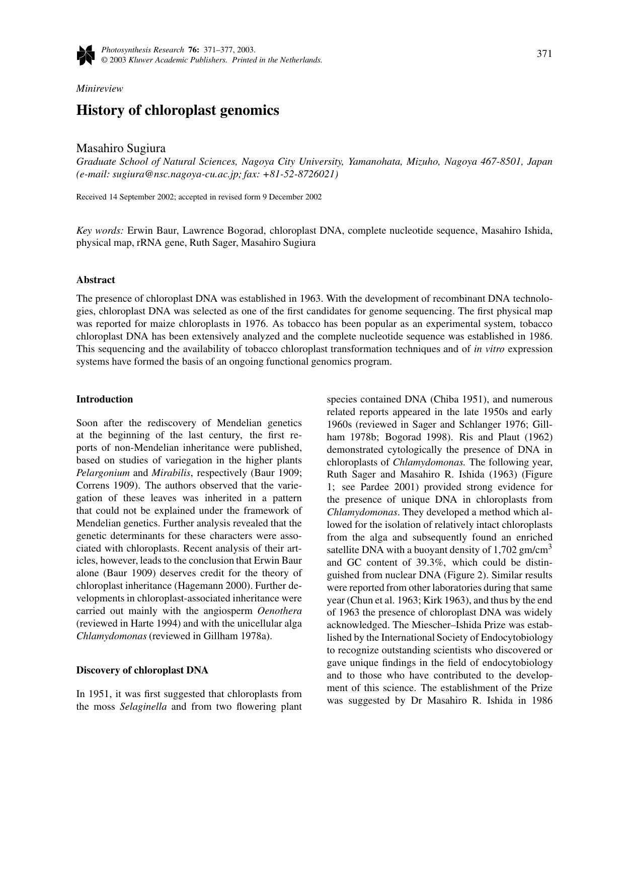 History of chloroplast genomics by Unknown