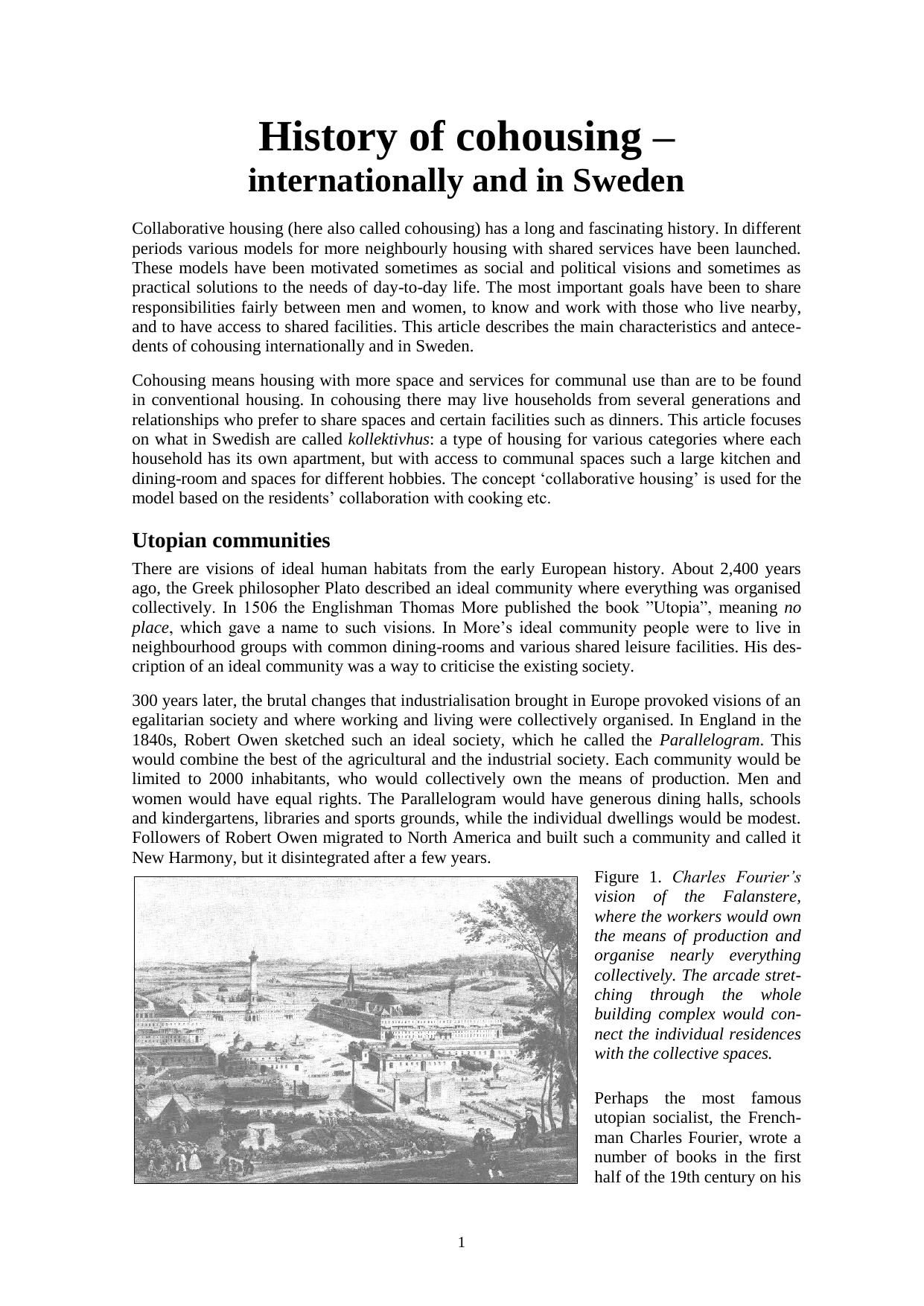 History of cohousing - internationally and in Sweden by Chris ScottHanson